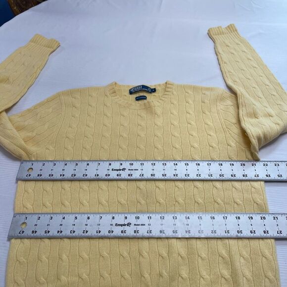 Polo By Ralph Lauren VTG 100% Cashmere Yellow Sweater Size Medium - Picture 3 of 7